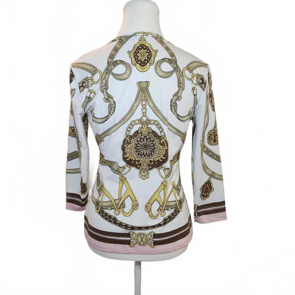 J. Mclaughlin Chic Chain Print Long Sleeve Top Size S - Picture 4 of 9